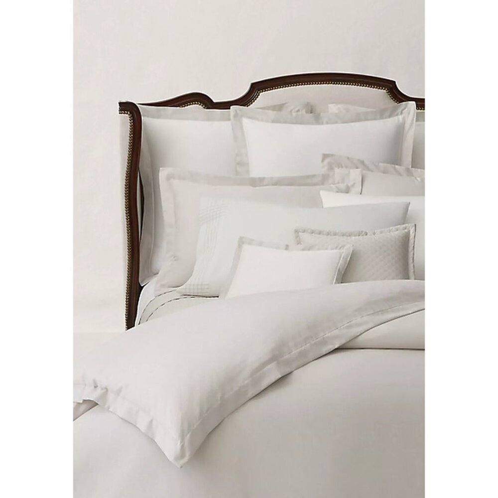 Ralph Lauren Organic Cotton Lovan Jacquard Duvet Cover Queen Full White NEW